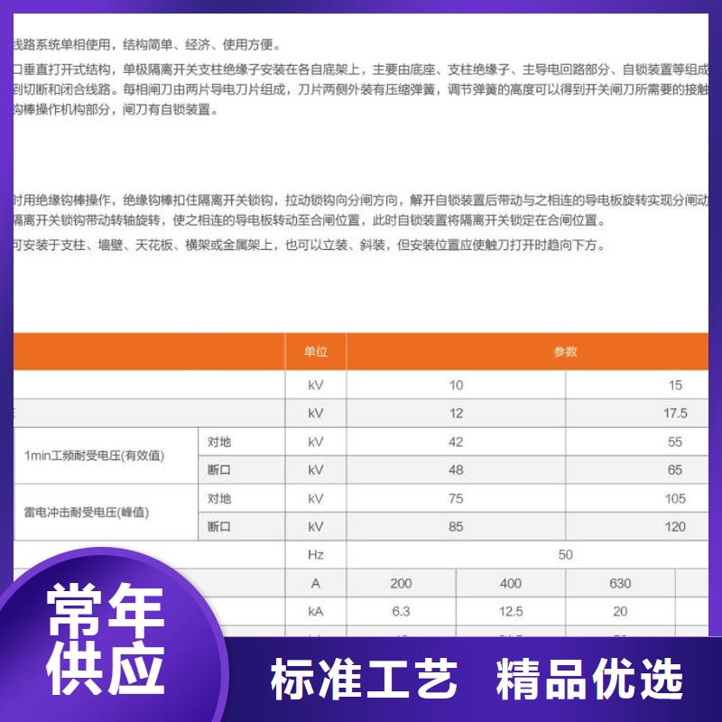 户外高压隔离开关HGW1-10KV/400