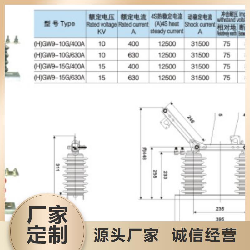 户外高压交流隔离开关：HGW9-12/400厂家直供