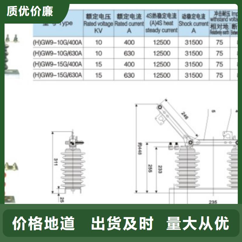 户外高压隔离开关HGW1-12/630A