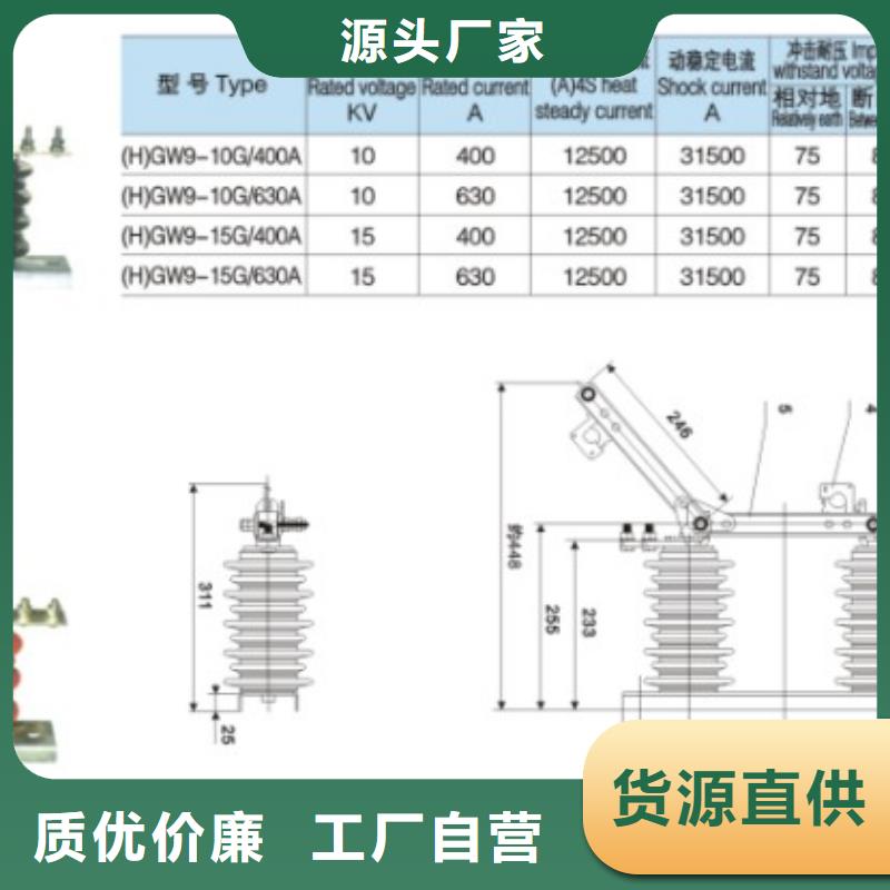 【户外高压交流隔离开关】HGW9-12G(W)/400A来电咨询