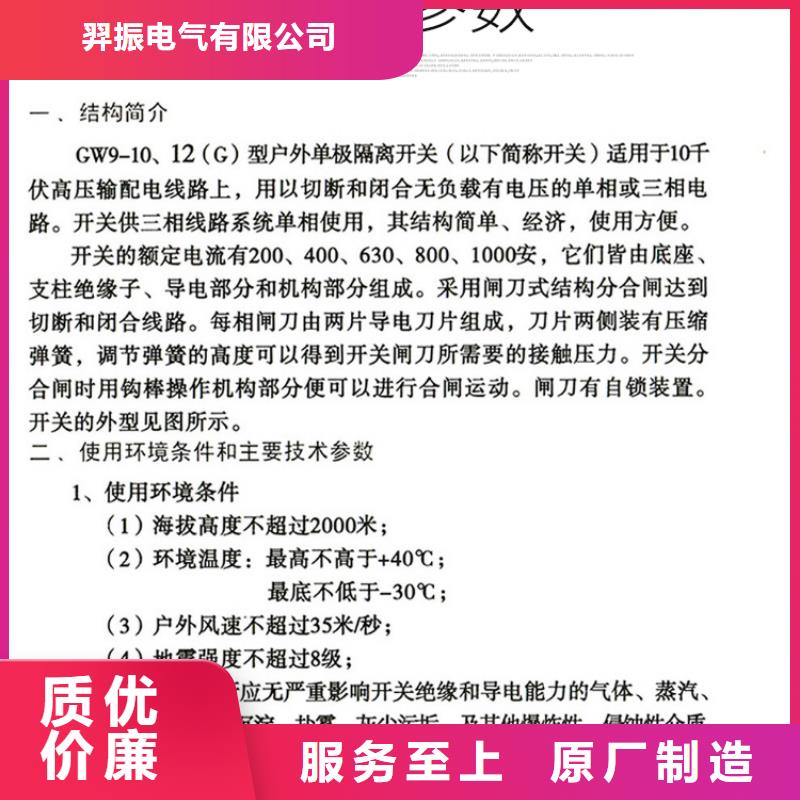 品牌【羿振电气】10KV单级隔离开关HGW9-12W/200隔离刀闸生产厂家