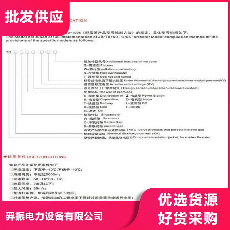 避雷器YH10W1-108/281W【羿振电力设备】